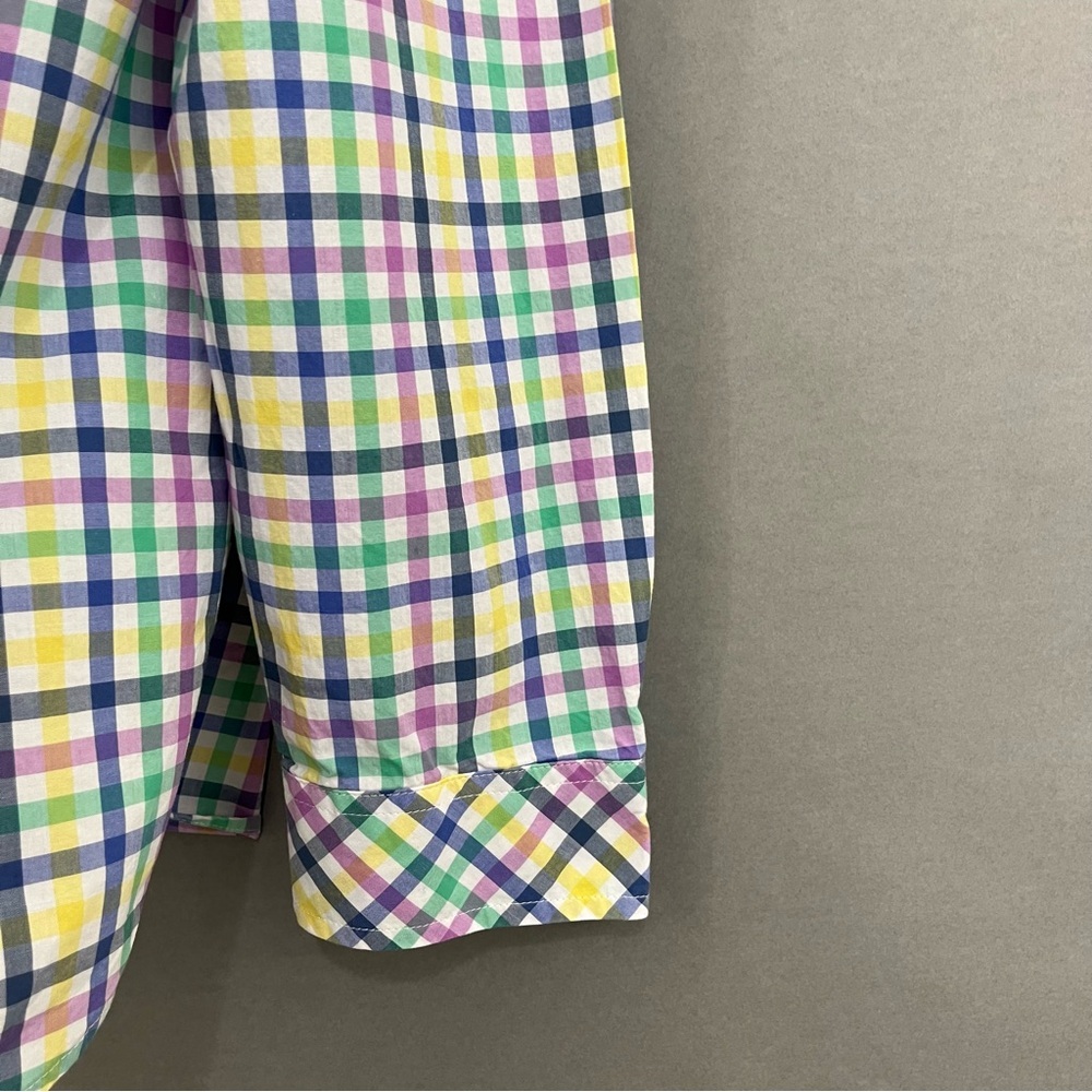 Talbots Multicolor Check Button Front Cotton Long… - image 5